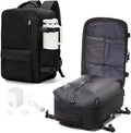 WONHOX Vacuum Seal Backpack for Travel with Air Pump Compression Vacpack Carry on Flight Approved Daypack Laptop Space Saver Bags Storage with Vacuum System 18x14x8 inches Travel Bag Women Men Black