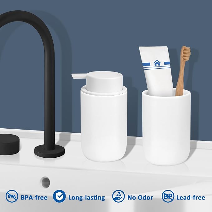 Soap Liquid Dispenser Ceramic with Easy-to-Press Pump Hand Liquid Dispenser for Shampoo Bathroom Countertop 13.5 oz