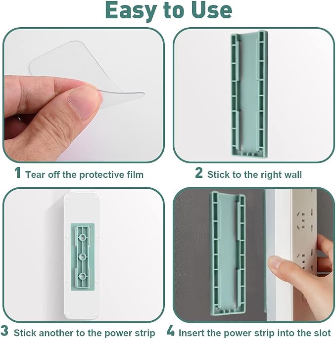 18 PcsPower Strip Holder, Adhesive Punch-Free Power Socket Holder with Cable Clips, Power Strip Mount Wall for Remote Control Router Computer Kitchen Home and Office