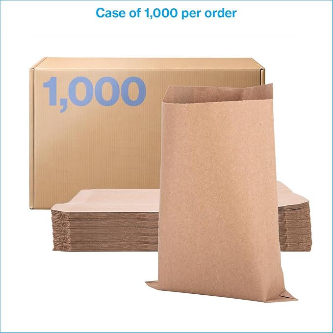 SSWBasics Medium Natural Kraft Paper Merchandise Bags - 8½ W x 11 H - Case of 1000 - Paper Bags for Small Business - Medium Kraft Paper Bag, 8 x 11 Flat Paper Sacks for Jewelry, Gifts, Cards,