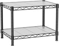 Golpart Small 2 Tier Shelves Storage Wire Shelving Unit Metal Shelf Gasket | 2 tier Shelving Adjustable Organizers Storage Shelving for Bathroom Laundry Room Kitchen Pantry 11.7”D x 17.7”W x 12”H Black