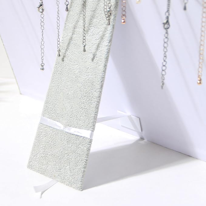 20 Slots Big Necklace Display Board for Selling, Velvet Necklace Jewelry Organizer Stand for Shop Store, Necklace Hanger Holder Rack for Show (1pc Grey)