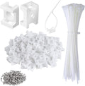100 Pcs Cable Zip Tie Saddle Type Mounts Base with 8" Cable Ties Tapping Screw, Wire Cable Clips Organizer Holders Clamps White