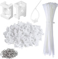 100 Pcs Cable Zip Tie Saddle Type Mounts Base with 100 Pcs 8" Cable Ties and 100 Pcs Tapping Screw, Wire Cable Clips Organizer Holders Clamps White