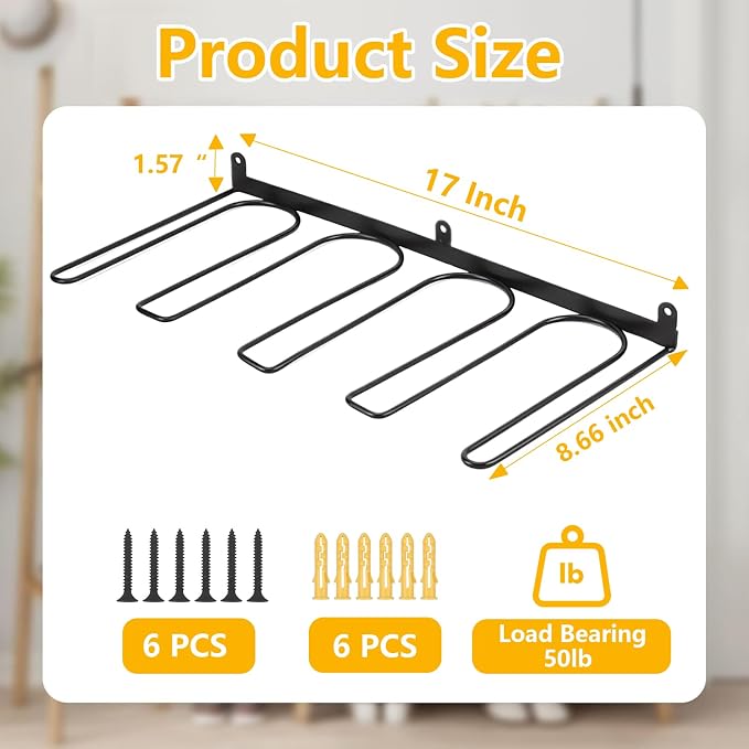 Boot Rack, 4 Pair Wader Hangers Wall Mount Shoe Rack - Sturdy Heavy Duty Boots Storage Organizer Tall Boots - Rust Resistant Cowboy Boot Hangers Holder for Entryway, Garage, Closet, Indoor, Outdoor