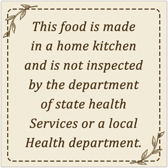 500Pcs Cottage Food Law Labels Waterproof Made in a Home Decal Stickers -2in Square Food Stickers Thermal Printed Labels Commercial Label Stickers for Home, Meal Prepping, Pantry (Square Beige)