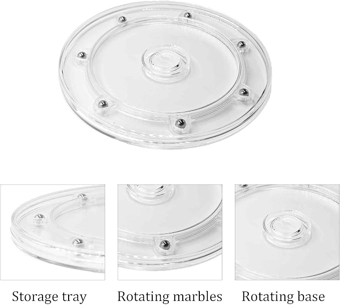 2PCS 6 Inch Round Rotating Organizer, Clear Turntable Plate for Kitchen Cabinet, Pantry and Spice Storage