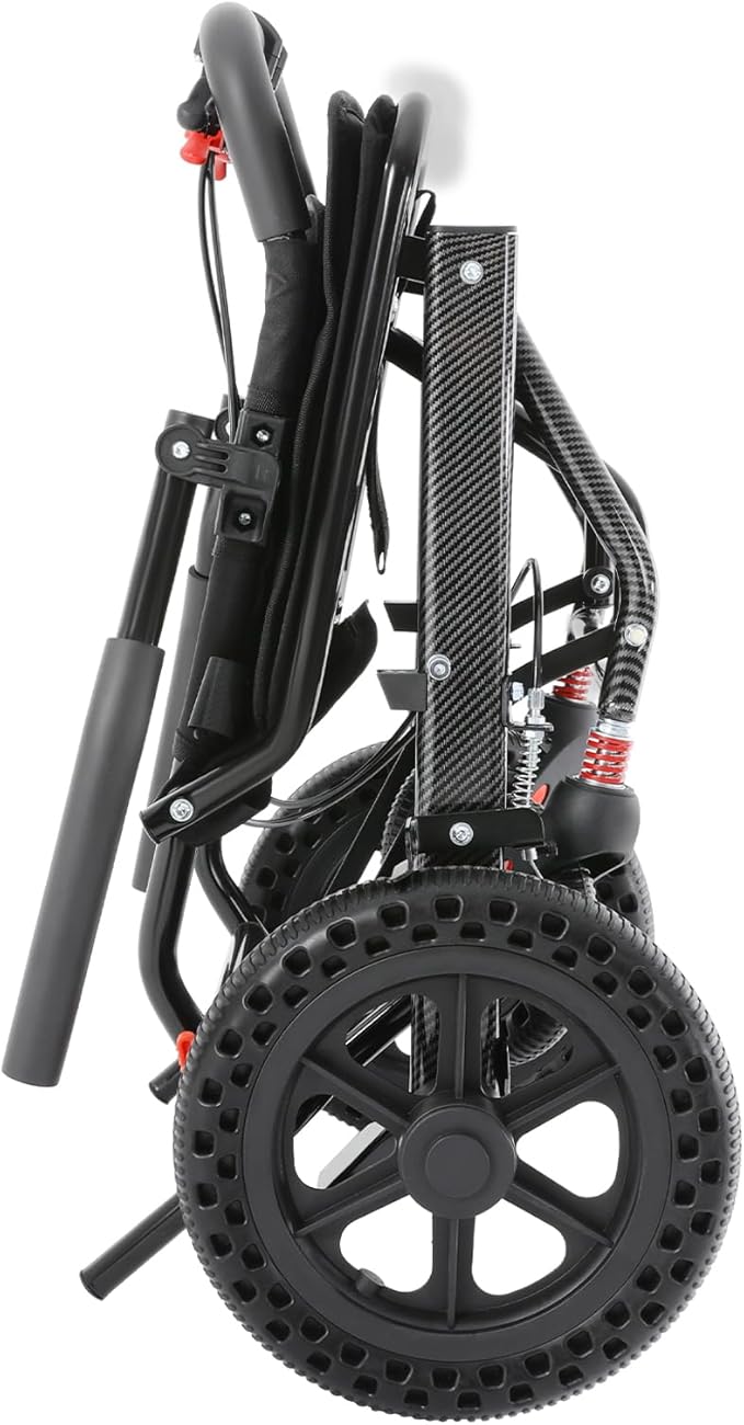 Lightweight Transport Wheelchair with Storage Bag, Lift Transfer Chair, Portable Traveling Wheelchair, Portable Foldable Trolley for Solve The Mobility Problems
