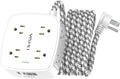Surge Protector Power Strip - YISHU 8 Outlets with 4 USB (2 USB C) Charging Ports, 10Ft Braided Extension Cord, Flat Plug Multi Plug Outlet Extender Charging Station for Home Office, ETL, White
