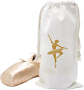Pointe Shoe Bag Breathable Canvas Ballerina Dance Bag Soft Sole Drawstring Ballet Accessories (Canvas Drawstring, White)