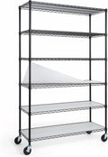 CAPHAUS NSF Heavy Duty Wire Shelving w/Wheels, Leveling Feet & Liners, Storage Metal Shelf, Garage Shelving Storage, Utility Wire Rack Storage Shelves, W/White Clear Liner, 48 x 18 x 76 6-Tier
