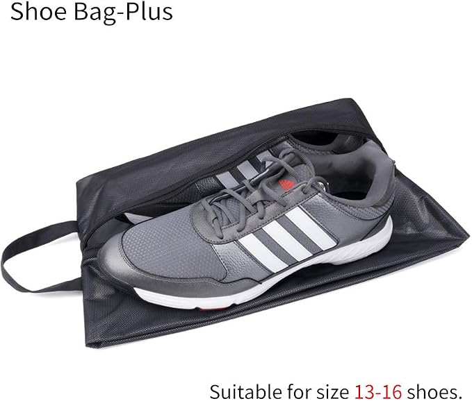pack all Plus-Sized Shoe Bag for Travel, Water-Resistant Shoe Pouch for Gym, Odor-Resistant Soccer Cleats Bag for Sport (Black, 1-Pack)