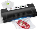 Bonsenkitchen Vacuum Sealer Machine for Food Storage,Black-Silver | Multi-Functional Food Sealer, 65kPa Suction, External Vacuum System , Compact Design with 5 Vacuum Bags