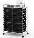 COSTWAY 20-Drawer Rolling Storage Cart, Utility Storage Organizer Cart | For Tools, Scrapbook, Paper, Craft, Multipurpose Storage Trolley on Wheels for Home Office School (Black)