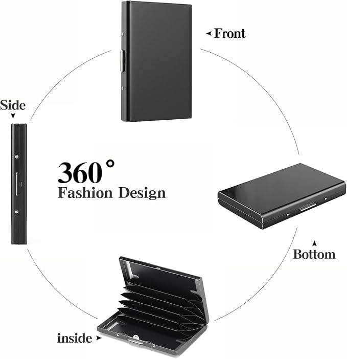 Stainless Steel Credit Card Wallet RFID Blocking Metal Case Pocket Business Card Holder for Women and Men