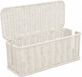 Cable Management Box, Handmade Rattan Cable Organizer with 2 Open Slots, Cord Hider for Power Strip, Router & USB Hub, Registered U.S. Design Patent (D1,112,102), 13" x 5.1" x 5.1", White