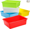 WUWEOT 5 Pack Large Storage Bins, 15" x 11.5" Plastic Stackable Classroom Organizer, Multipurpose Toy Basket for Classroom, Nursery, Playrooms and Home Organization