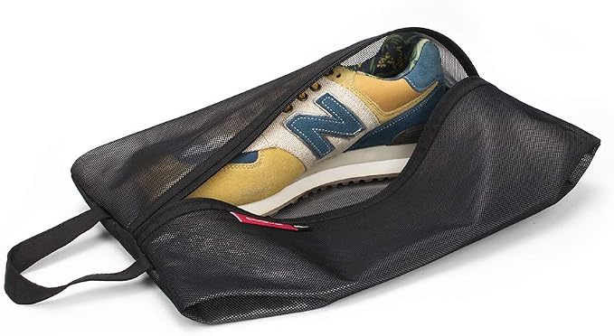 pack all Shoe Bag for Travel, Water-Resistant Shoe Pouch for Gym, Odor-Resistant Soccer Cleats Bag for Sport (Black, 1-Pack)