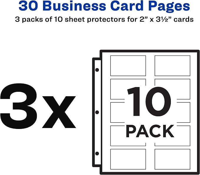 Avery Clear Business Card Organizer Pages for 3 Ring Binders, 10 Per Pack, Holds 600 Cards Total (78723) (Pack of 24)