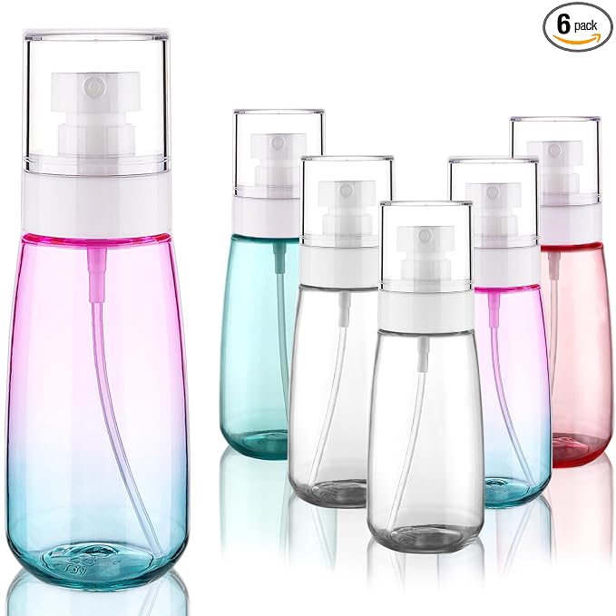 Cosywell Travel Spray Bottle TSA Approved 3.4oz 100ml 6 Pack Leak Proof Travel Spray Bottle Empty Small Spray Bottles for Perfume Essential Oils Toners Rose Water Cosmetics (6PCS-2PinkBlue2Clear)
