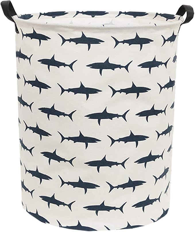 Kids Laundry Hamper,Canvas Shark Hamper Collapsible Boys Storage Baskets for Boys Room Decor,Nursery Hamper,Toy Organizer,(Shark)