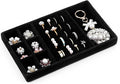 Jewelry Drawer Organizer Inserts Black Velvet Jewelry Tray Stackable Insert | Jewelry-Organizers and Storage for Drawers Drawer Inserts Earring Organizer for Women Storage Display Rings Stud Necklaces