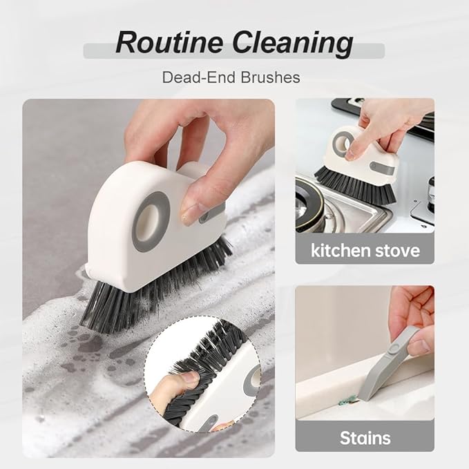2 in 1 Groove Cleaning Brush Window Track Cleaning Tools, 2026 New Multipurpose Hard Bristle Crevice Cleaning Brush with Hidden Scraper for Sliding Door Track, Window Sill, Window Seal (Orange-1PC)