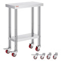 Vevor Stainless Steel Work Table with Wheels 24 x 12 x 32 Inch Prep Table with 4 Casters Heavy Duty Work Table for Commercial Kitchen Restaurant Business : Industrial & Scientific