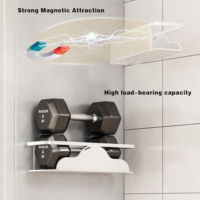 VOLPONE 4 Pack Magnetic Spice Rack for Refrigerator Metal Magnetic Shelf for Fridge and Magnetic Pen Holder Heavy Duty Fridge Magnet Organizer White