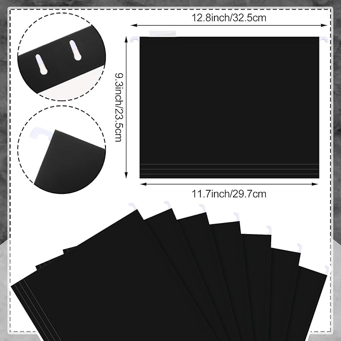 Dispowreath 24 Hanging File Folder with Acrylic Organizer for Letter/a4 Size Desktop Clear File Storage Box with Handles for Home Work Office Use(Black,Classic)