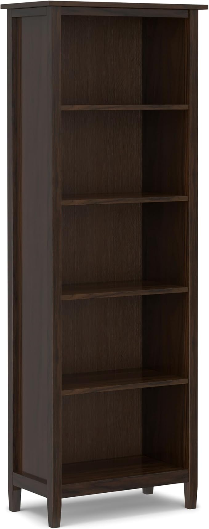 SIMPLIHOME Warm Shaker Desk and Bookcase Bundle - 48 inch Wide Solid Wood Transitional Desk with Drawers and 26 inch Wide 5-Shelf Bookcase in Brunette Brown, Home Office Furniture (Set of 2)