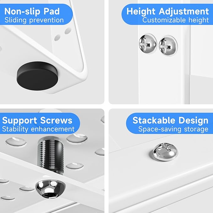 Expandable Cabinet Shelf Organizers, Kitchen Small Stand Rack Organization for Countertop Cupborad Pantry Desktop Spice Rack, White 2 Pack