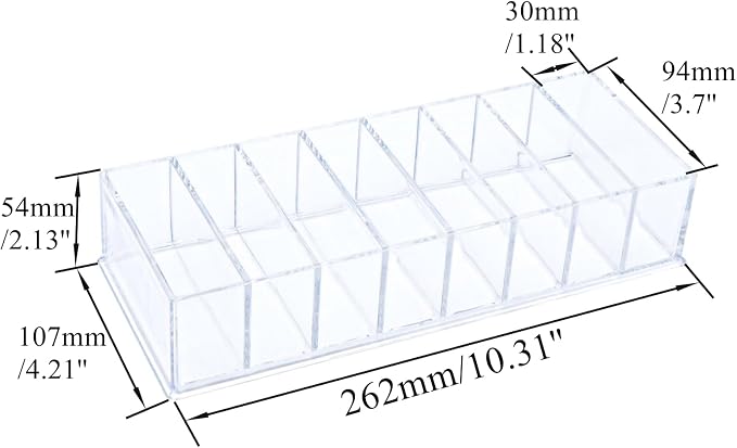 MEI YI TIAN Clear PS Stationery Organizer Large Pen Holder Detachable Storage Boxes 8 Compartments Case Compact Makeup Organizer for Desk Drawer