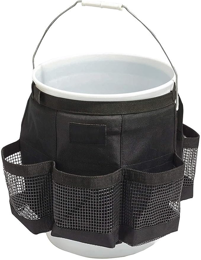 Bucket Organizer for 5 Gallon – Multi-Pocket Tool Tackle Bag with Mesh Storage, Fits Standard Buckets for Fishing, Car Washing & Gardening (Black)‌
