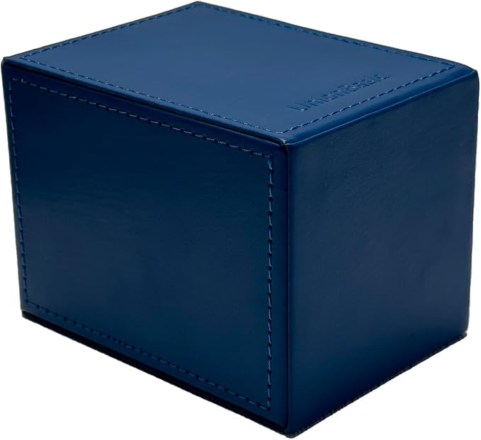 UnionBasic Square Pen Holder, Leather Pencil Cup, Desktop Caddy Stationery Organizer, True Blue
