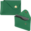 PATIKIL Slim Leather Card Holder with Snap Closure, Leather Front Pocket Wallet Card Case Holder for Cash Coin Men and Women Business Office, Green