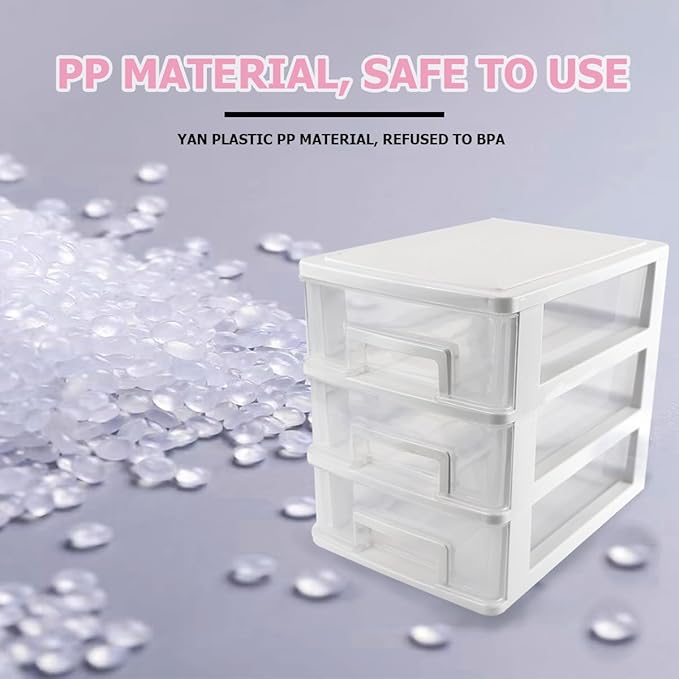 Plastic Desk Organizer,Desk Storage Box with 3 drawers,Makeup Organizer Sundries Storage Multifunction Storage Rack for Office School Home (White)