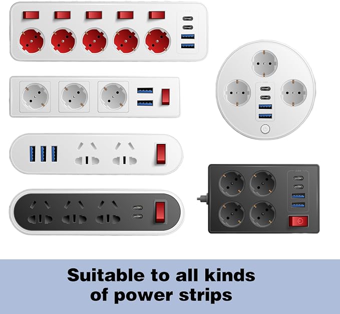 8 PCS Power Strip Holder, Self Adhesive Socket Holder Punch-Free Wall Mounted Power Strip Socket Desktop Fixer Bracket Stand for Home Office Cable Management