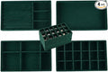Stackable Jewelry Organizer Trays for Drawer, Set of 4 Velvet Jewelry Drawer Inserts in Dresser, 8in Storage Display Case for Rings Stud Necklaces Accessories(Green)