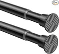 2 Pack Spring Tension Curtain Rod 32-76 inch, Adjustable Expandable Tension Curtain Rod No Drilling, Tension rods for Window Doorway Kitchen Curtain, Black