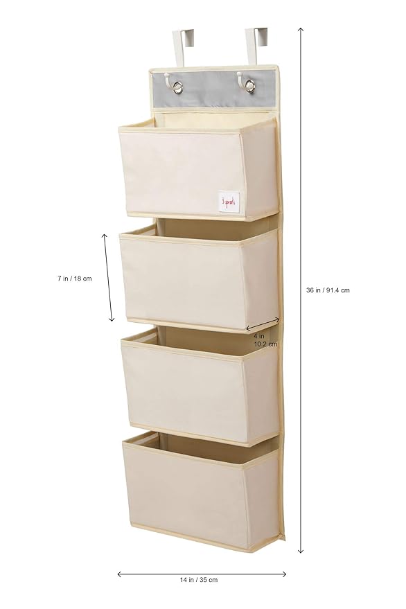 3 Sprouts Over The Door Baby Organizer - Essential Newborn Nursery Storage, Toy Organizer for Room and Closet - Bedroom Storage - Hooks Included, Llama