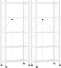 DEANIC 5-Shelf Folding Bookcase with Wheels, Heavy Duty Storage Shelves, Freestanding Metal Wire Shelving Unit for Living Room, Office, Kitchen, Basement, Pantry(White 2 Pack)