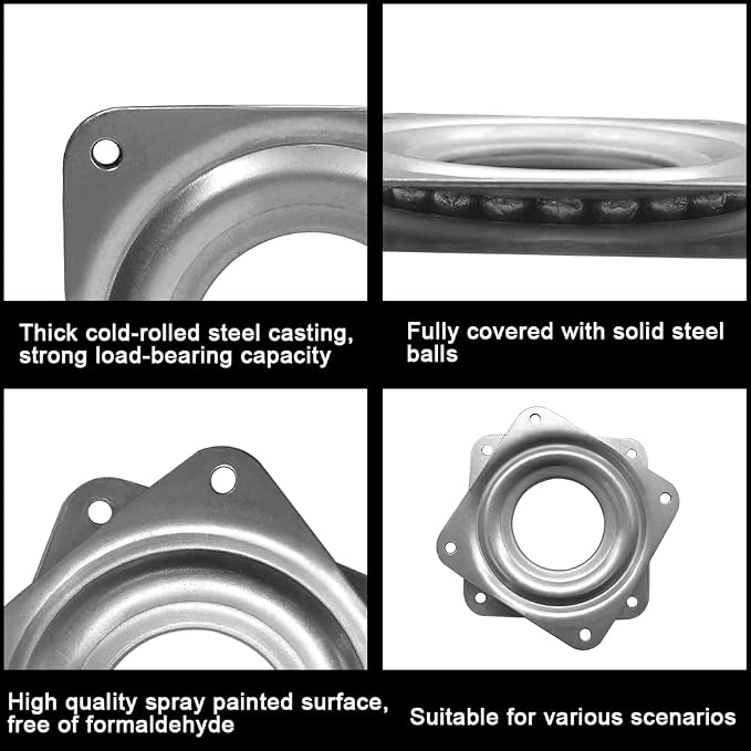 3" Lazy Susan Turntable, 200-lb Heavy Duty Steel Ball Bearing Rotating Tray Swivel Plate Cabinet Low Profile for Dining Table, Stool Chair, Pantry, Organizer (Silvery)
