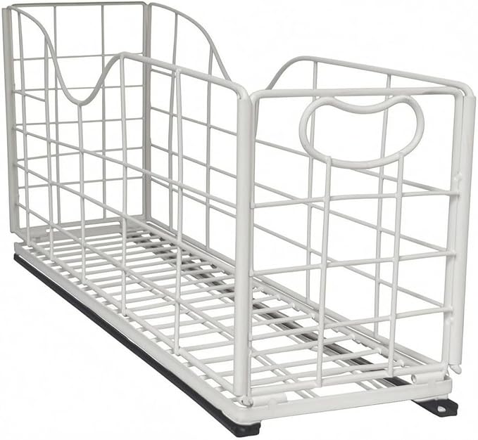 Pull-out Storage Basket Carbon Steel Smooth Slide Rails Organizer for Shelf