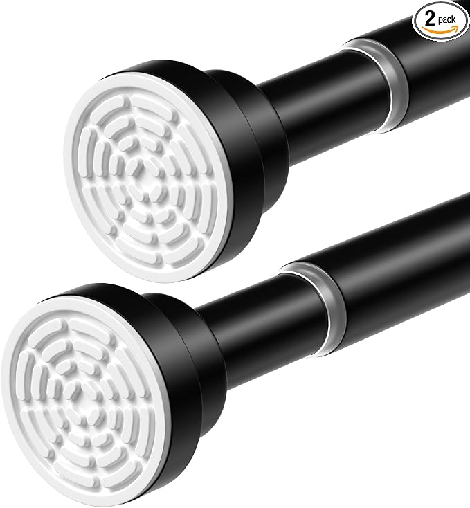 2Pack Spring Tension Curtain Rod 30-63Inch Tension Rod for Windows Black Curtains Rod Pressure Adjustable Curtain Rods No Drilling Spring Curtain Rod Tension Rods for Doorway,Windows,Bedroom,Closet