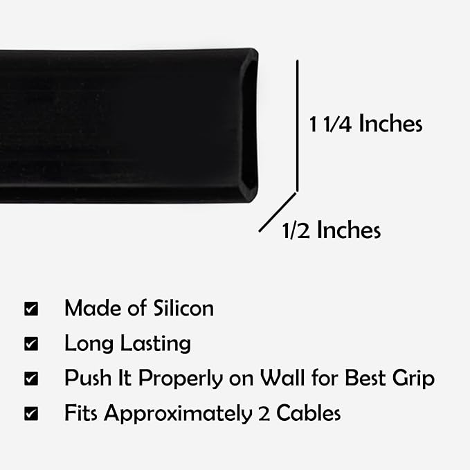 TV Cord Hider – Flexible Wall Cord Cover Slim Design Silicone Cable Raceway - Self Adhesive, Cut to Size Design for Hiding Wires on Wall - Clean Home Setup Cable Concealment (Black, 10 Feet)