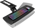 Keyboard Tray Under Desk with Storage Drawer, Height Adjustable Keyboard Tray Slide Out 360° Swivel Tilt, Ergonomic Under Desk Mount Keyboard & Mouse Holder for Gaming Home Office
