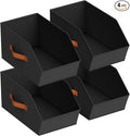 Homsorout Large Closet Storage Cubes - Closet Storage Bins with Dual Handles for Clothes, Towels, Toys, Shelf Organizer Bins for Bedroom, Nursery, Shelves, Small Spaces, Black, 4 Pack
