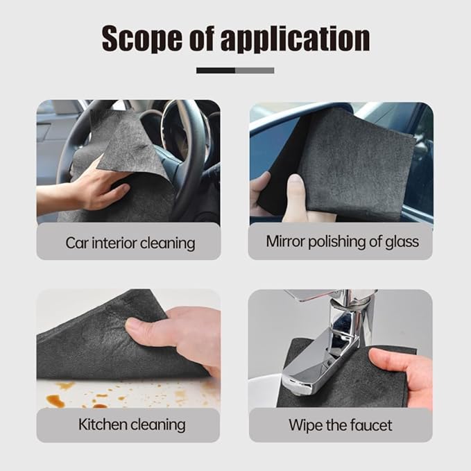 Fliwos Thickened Magic Cleaning Cloth, 2026 Upgrade Reusable Streak Free Cleaning Cloths, Microfiber Cleaning Rags, Multipurpose Lint Free Glass Wiping Towels for Kitchen, Window, Cars (5, 12×12 in)