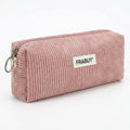 Soft Corduroy Pencil Case Pen Pouch Organizer, Small Stationery Bag | Cute pink pencil pouch, smooth zipper, daily cosmetics holder, compact organizer for school teen girls, women